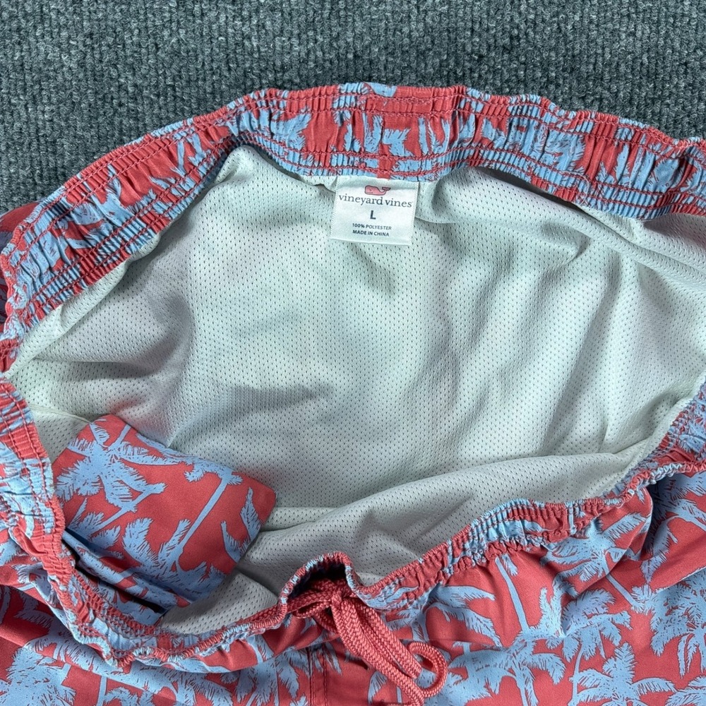 Vineyard Vines Mens Large Swim Trunks Red Palm Tree Mesh Lined Shorts Summer - Picture 7 of 8